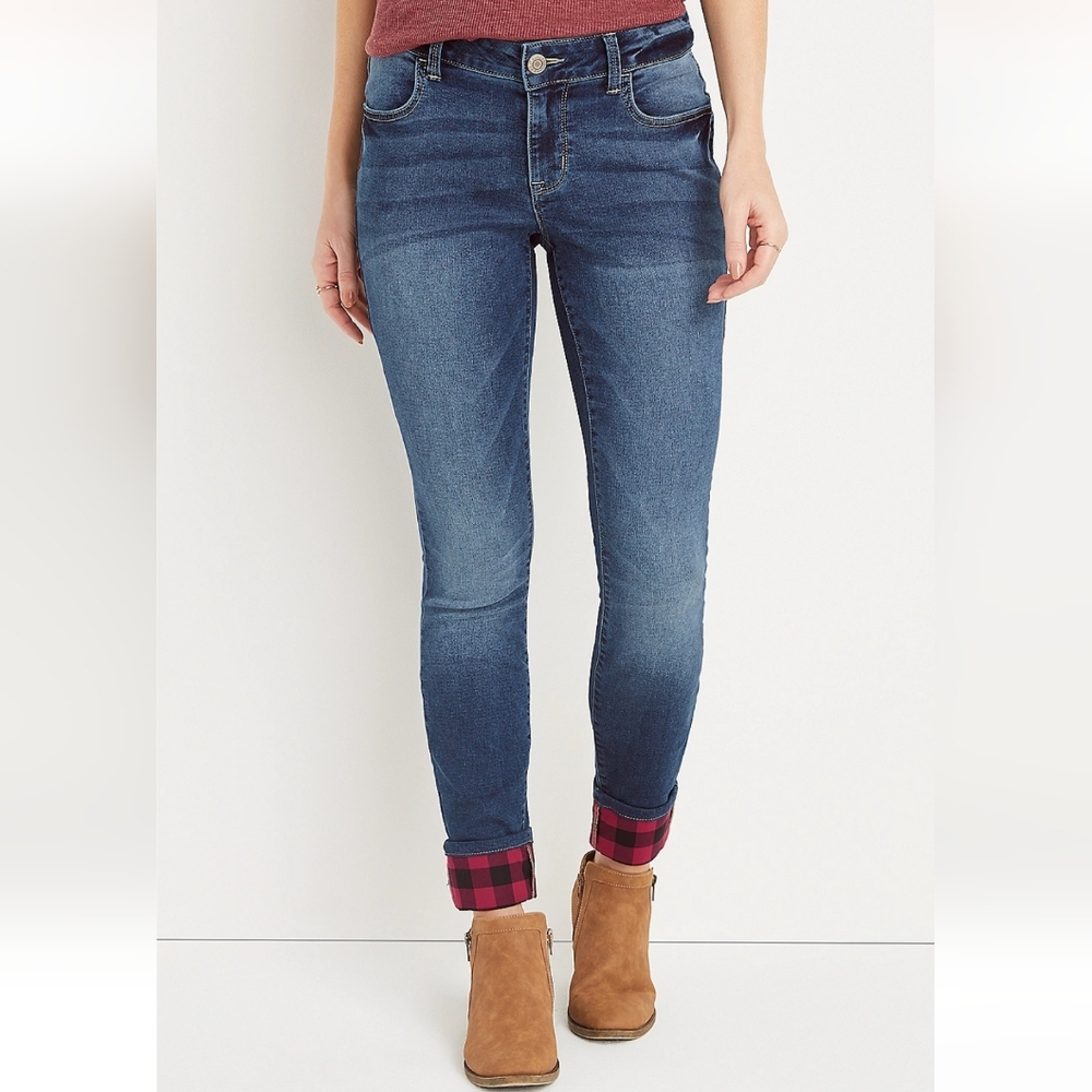 m jeans by maurices™ Super Soft Mid Rise Plaid Cuffed Jegging